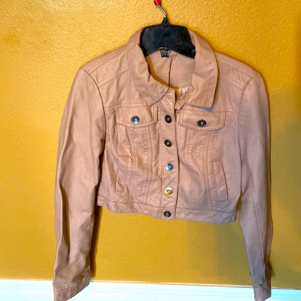 Rue 21, size M, faux leather button up jacket - Dusty Rose